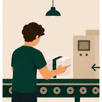 تصویرسازی خط تولید و بسته‌بندی روی نوار نقاله